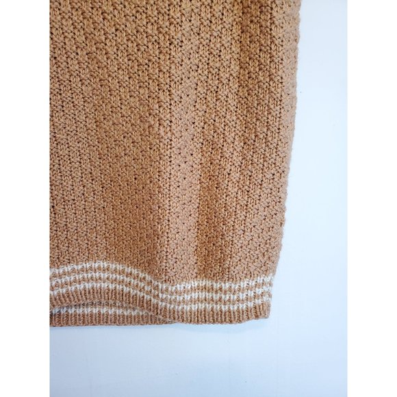 Neutral Camel Oversized Sleeveless V Neck Relaxed Knit Sweater Vest - Picture 4 of 5